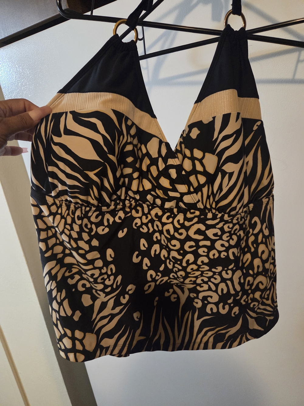 Women’s 3X 🖤🤎Black & Beige🖤🤎🦓 Animal Print Tankini Top